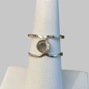 Clear Quartz Sterling Silver Ring 925 Size 7